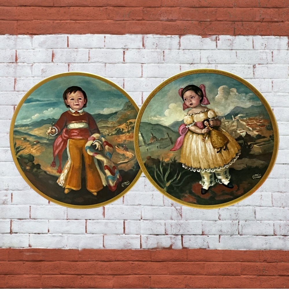 2 Vintage Pickard China Decor Plates Sanchez Children of Mexico Maria & Miguel